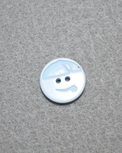 Polyester Knopf 2-Loch Smiley hellblau