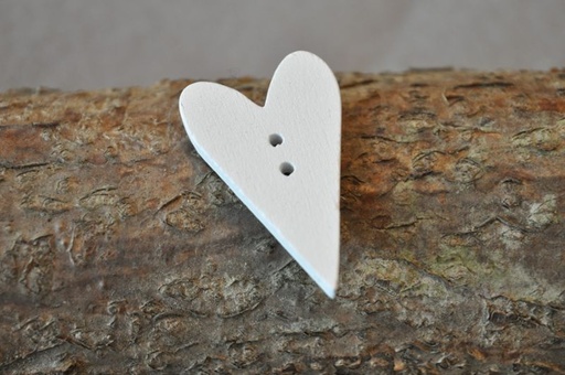 Holzknopf Herz groß weiß 1