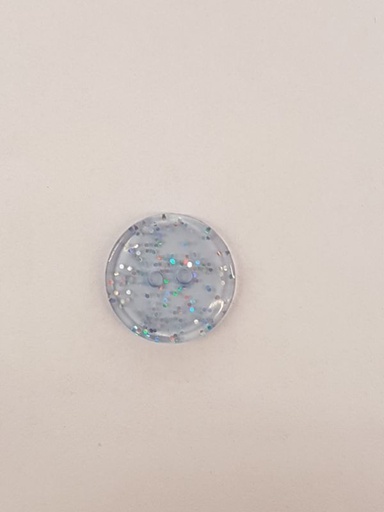 Polyester Knopf 2-Loch Glitzer hellblau 20mm