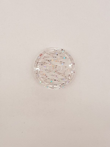 Polyester Knopf 2-Loch Glitzer durchsichtig 20mm