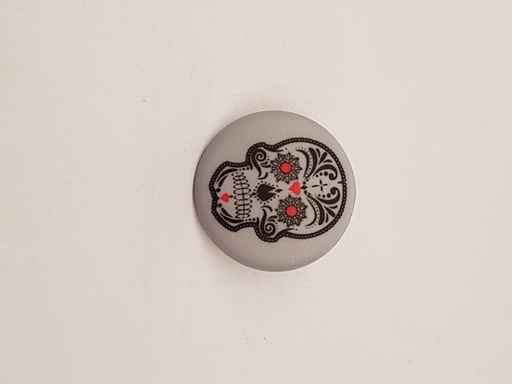 Polyester Knopf Totenkopf mit Öse bunt/grau