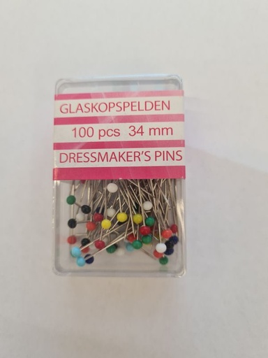 Opry Glaskopf Stecknadeln 100 Stück 34mm