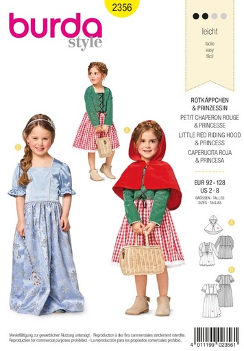 Schnittmuster Rotkäppchen & Prinzessin Burda 2356