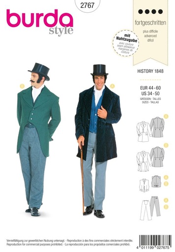 Schnittmuster History 1848 Mann Burda 2767