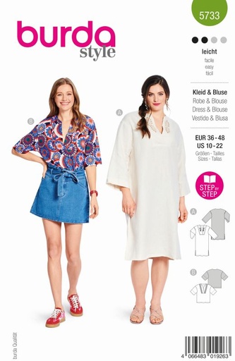 Schnittmuster kleid & bluse Burda 5733