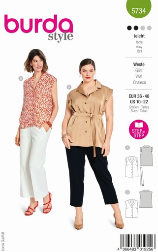 Schnittmuster WESTE Burda 5734
