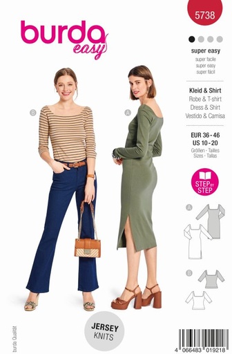 Schnittmuster kleid & shirt Burda 5738