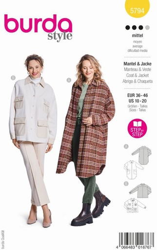 Schnittmuster Jacke/Mantel Burda 5794