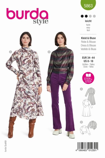 Schnittmuster Kleid & Bluse Burda 5863