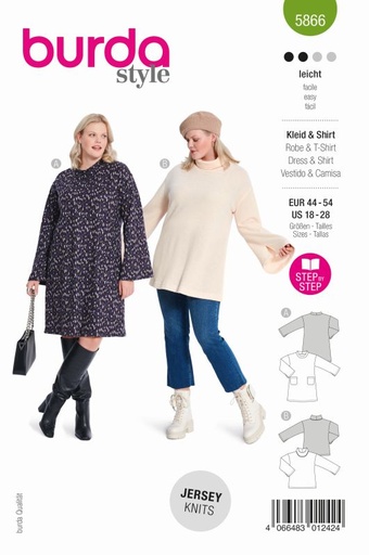 Schnittmuster Kleid & Shirt Burda 5866