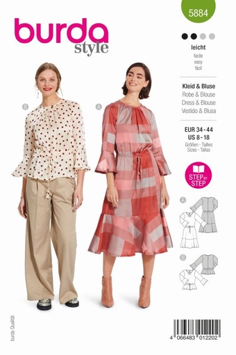 Schnittmuster Bluse & Kleid Burda 5884