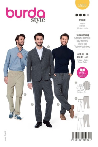 Schnittmuster Herrenanzug Burda 5955