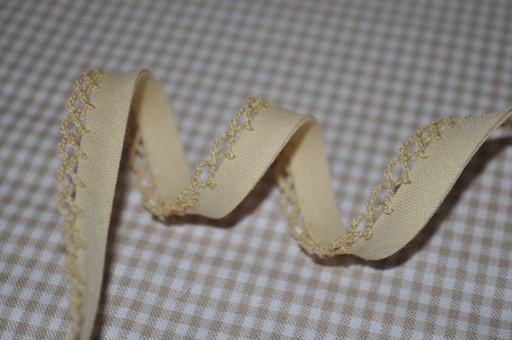 Schrägband uni mit Häkelborte beige