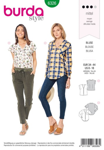 Schnittmuster Bluse Burda 6326
