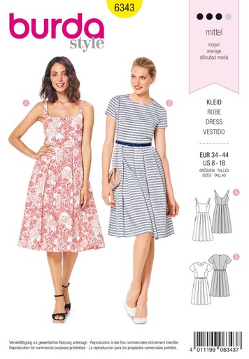 Schnittmuster Kleid Burda 6343