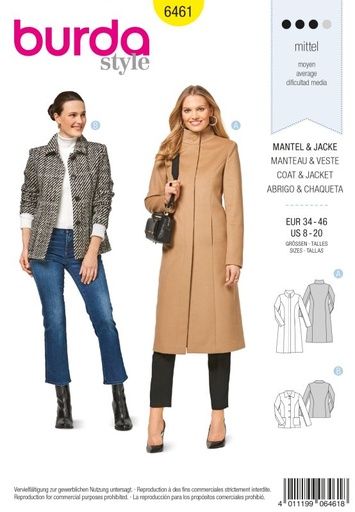 Schnittmuster Mantel & Jacke Burda 6461