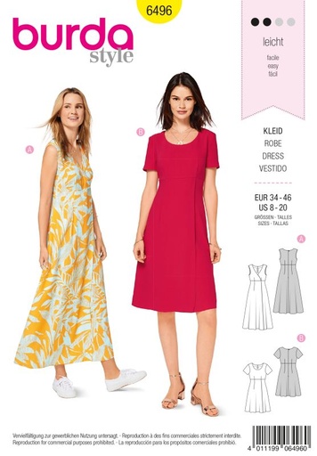 Schnittmuster Kleid Burda 6496