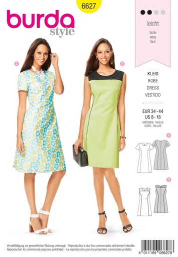 Schnittmuster Kleid Burda 6627