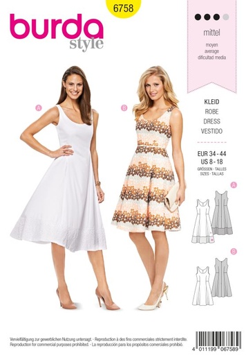 Schnittmuster Kleid Burda 6758