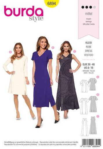 Schnittmuster Kleid Burda 6894