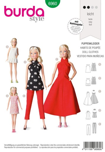Schnittmuster Puppenkleider Burda 6960