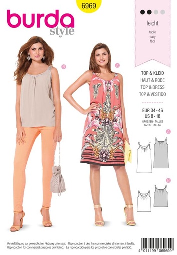 Schnittmuster Kleid, Top Burda 6969
