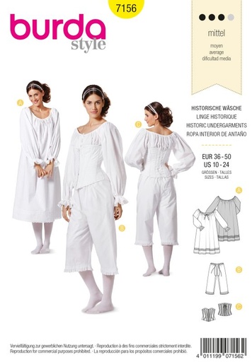 Schnittmuster Historische Wäsche Burda 7156