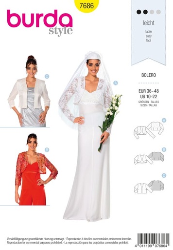 Schnittmuster Bolero Burda 7686