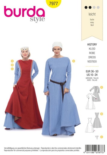 Schnittmuster Kleid Mittelalter Burda 7977