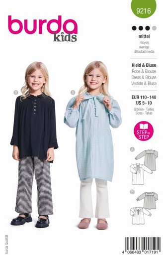 Schnittmuster Kleid & Bluse Burda 9216