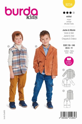 Schnittmuster Jacke & Weste Burda 9234