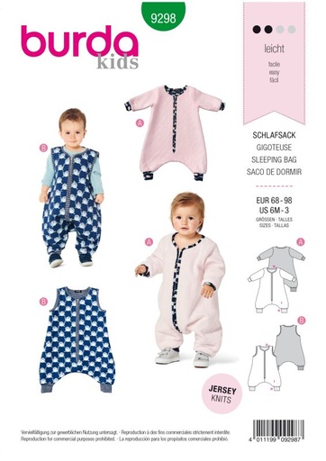 Schnittmuster Overall - Schlafsack Burda 9298