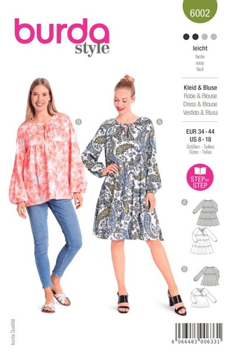 Schnittmuster Kleid / Bluse Burda 6002