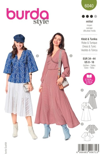 Schnittmuster Kleid / Bluse Burda 6040