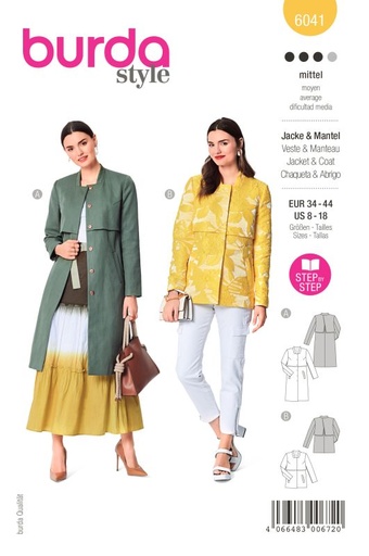 Schnittmuster Mantel / Jacke Burda 6041