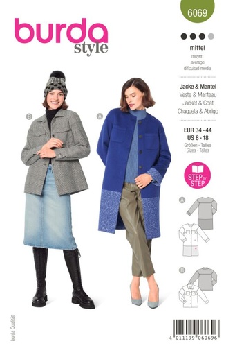 Schnittmuster Mantel, Jacke Burda 6069