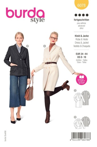 Schnittmuster Blazerkleid und Jacke Burda 6078
