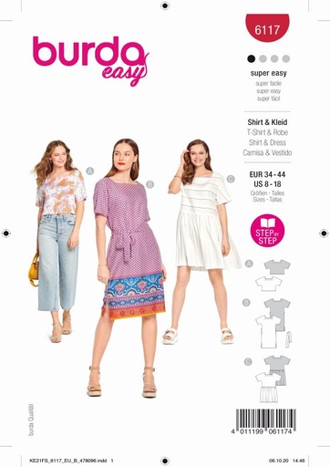 Schnittmuster Top, Kleid Burda 6117