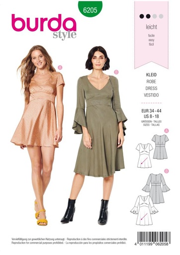 Schnittmuster Kleid Burda 6205