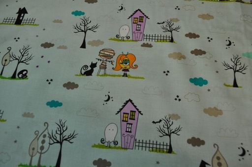 Riley Blake Too cute to spook Dorf hellblau