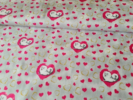 Baumwolle Hund in Herz Hellgrau