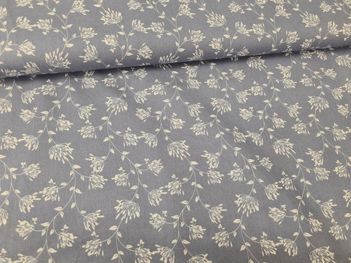 Baumwolle Blumen Ranken Dunkel Flieder/Creme