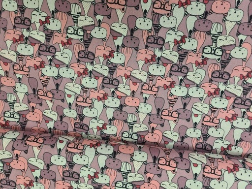 Baumwolle Katzen Mauve