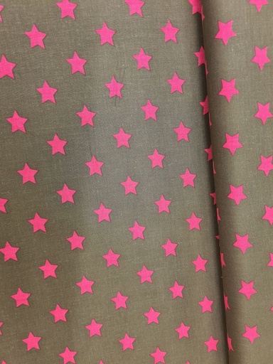 Baumwolle Sterne Dunkelbraun/Pink