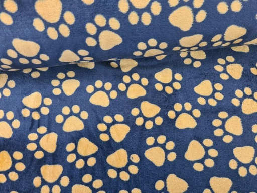 Mikrofleece Pfoten/Tatzen Dunkelblau/Braun