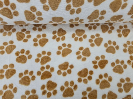 Mikrofleece Pfoten/Tatzen Creme/Hellbraun