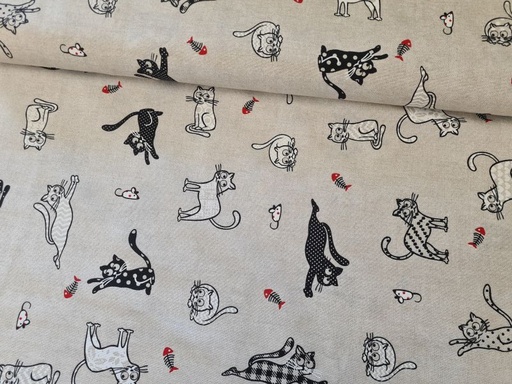 Dekostoff Katzen Natur