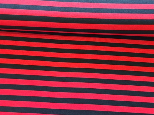Jersey 1,4 cm Streifen rot/schwarz