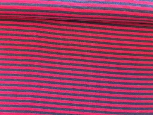 Albstoffe Ringel Bündchen dunkelblau/rot