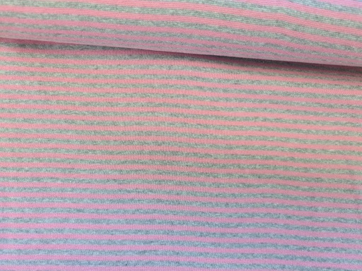 Albstoffe Ringel Bündchen hellgrau/rosa